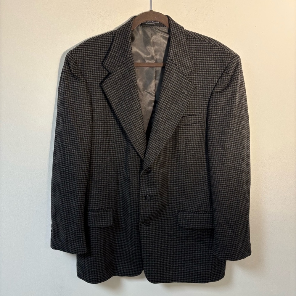 Gianfranco Ruffini Mens Houndstooth Cashmere Blazer Brown Size 46